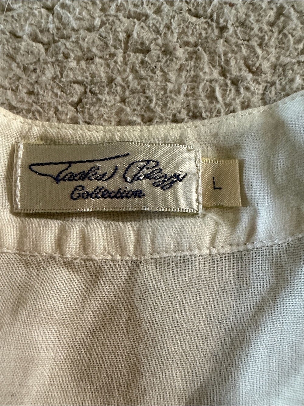 Tasha Polizzi Cream 100% Cotton Tunic with Gold Embroidery Large - Picture 2 of 8